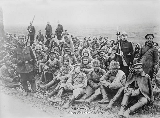 Russian prisoners of war during World War I, circa 1914. | Stocktrek Images