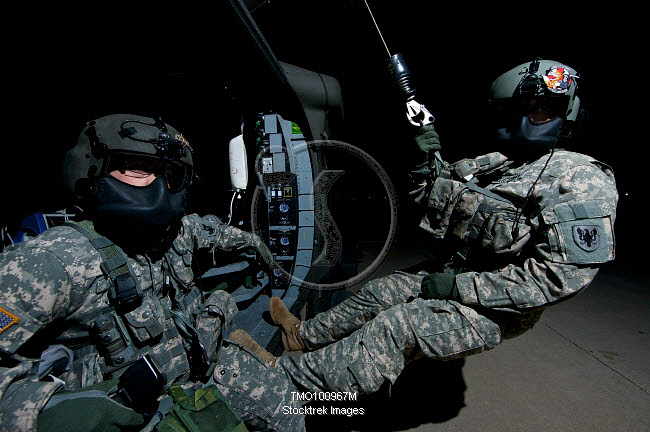 Flight medics practice with the UH-60 Blackhawk hoist. | Stocktrek Images